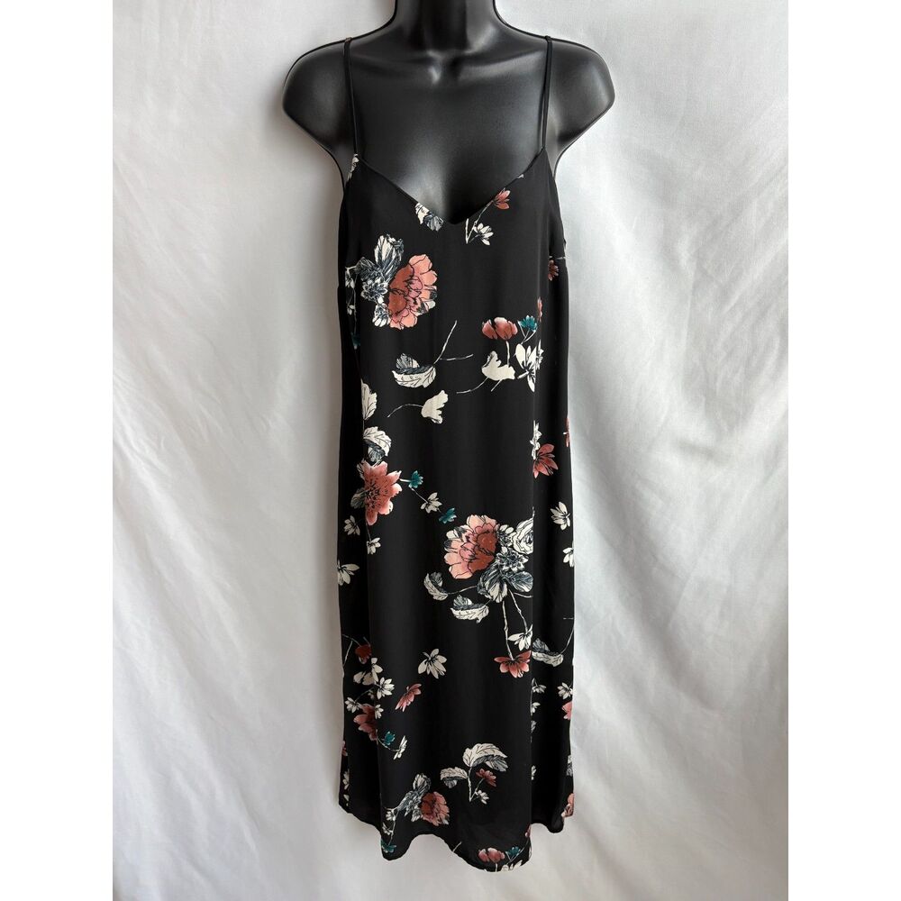 Material Girl Black Floral Shift Midi Dress Size S Classy Feminine Date Girly